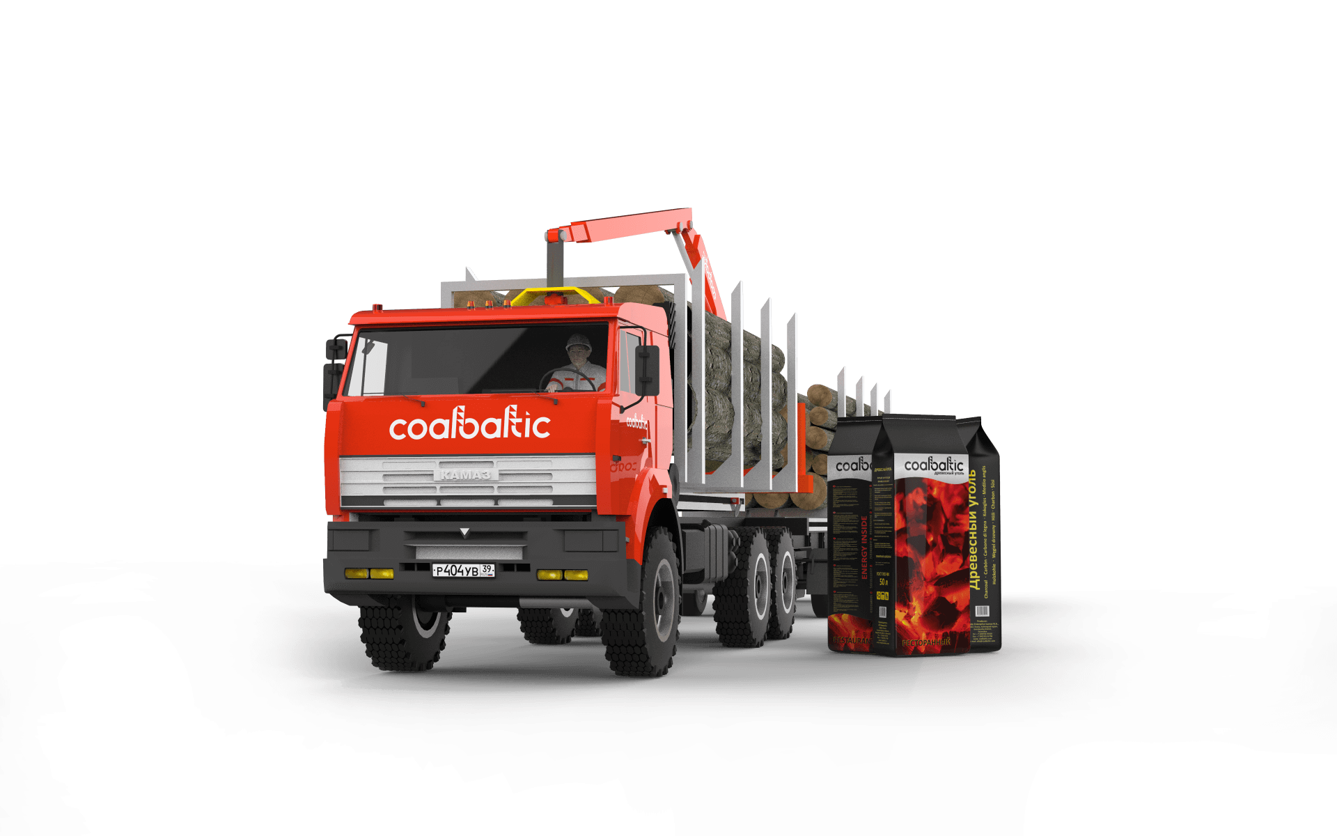 Схема превращения древесины в уголь Coalbaltic